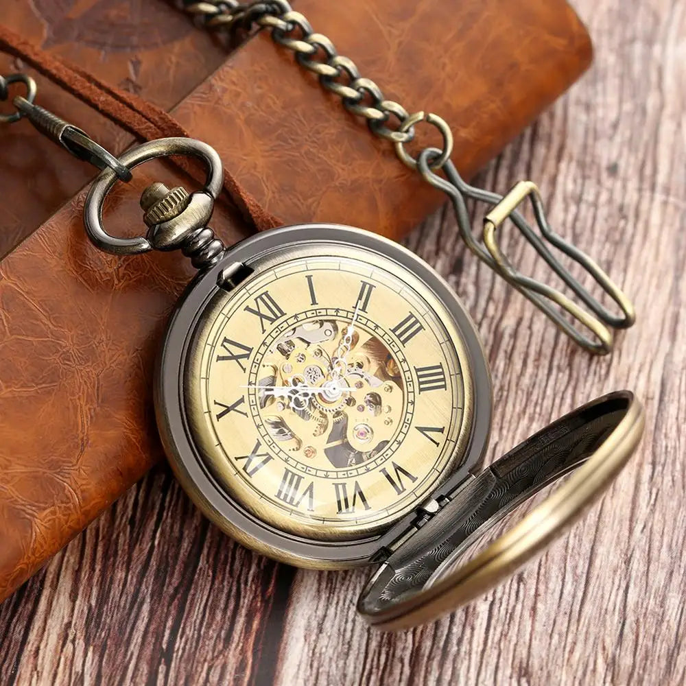 Antique Bronze Mechanical Automatic Self-Wind Pocket Watch