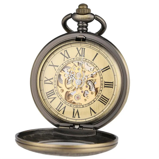 Antique Bronze Mechanical Automatic Self-Wind Pocket Watch