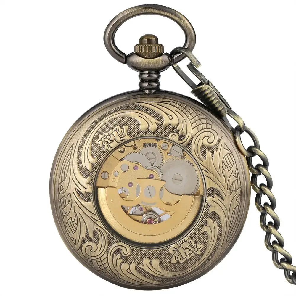 Antique Bronze Mechanical Automatic Self-Wind Pocket Watch