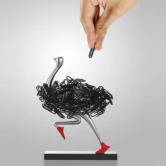 Ostrich Magnetic Desktop Paper Clip Holder