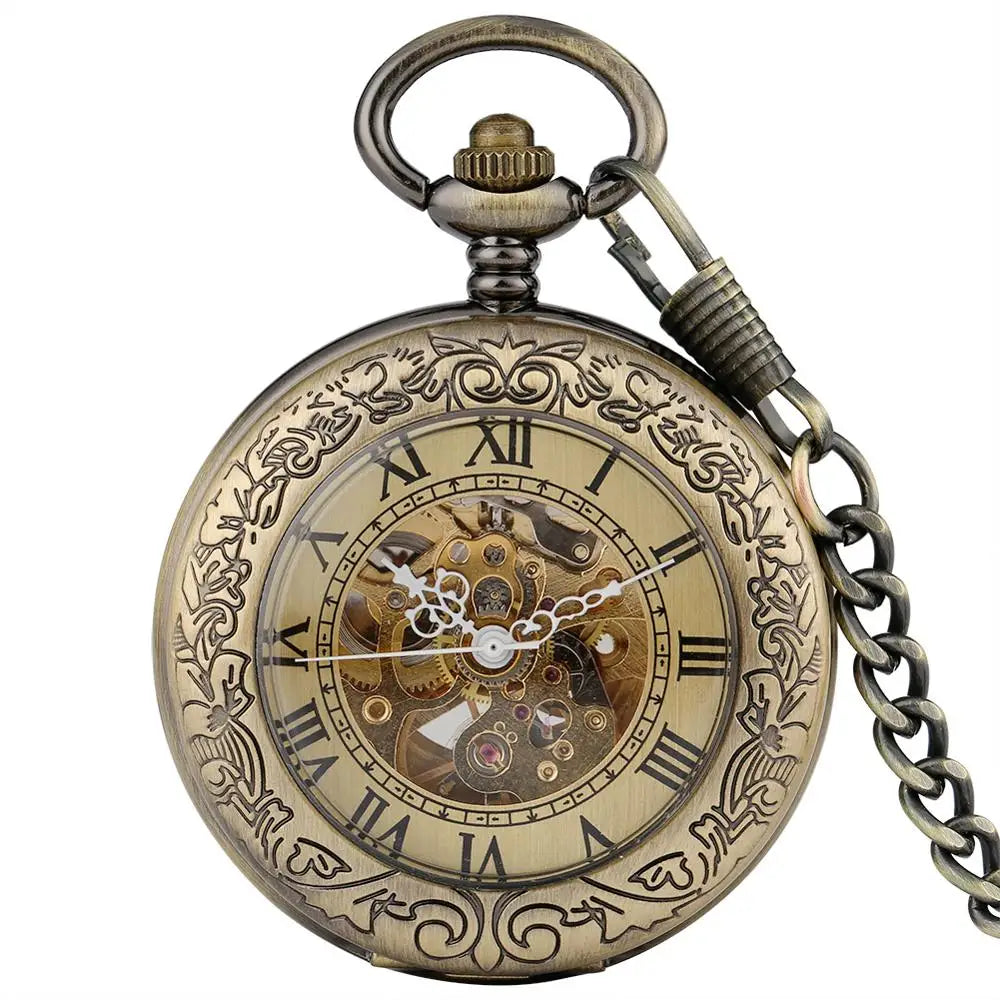 Antique Bronze Mechanical Automatic Self-Wind Pocket Watch