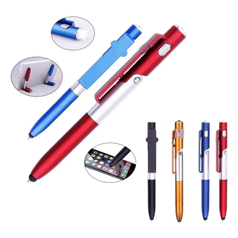 4 In 1 Multifunction Ballpoint Pen with LED Light Fold & Phone Holder