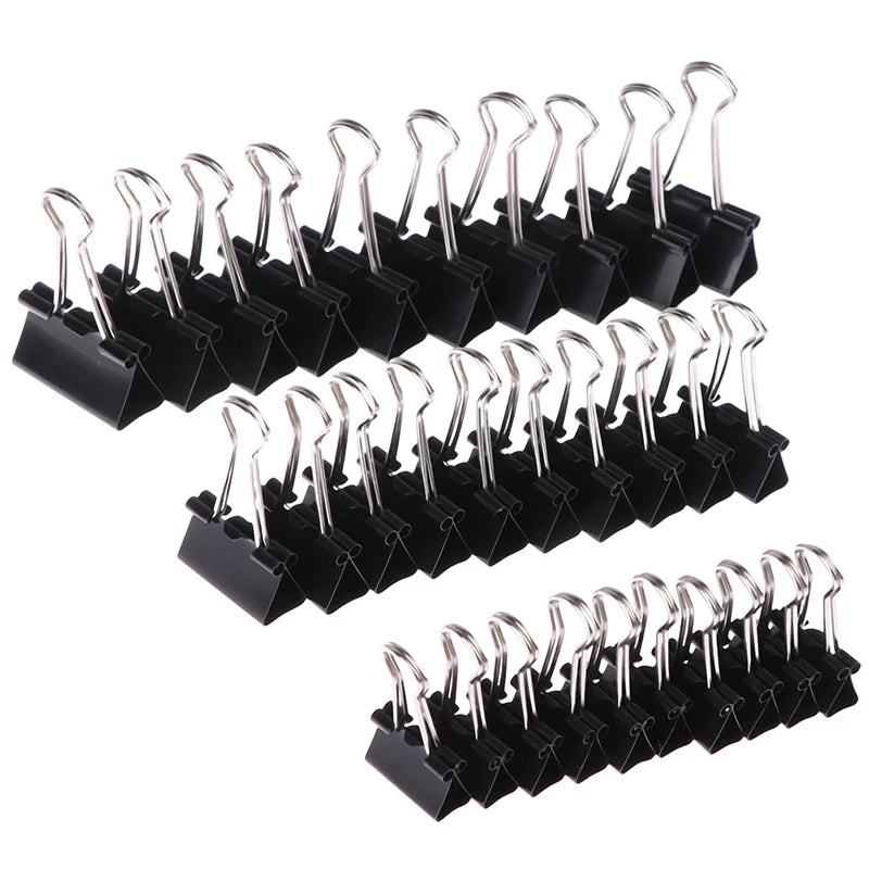 10pcs/lot Black Metal Binder Clips 19mm/ 25mm/ 32mm Notes Letter Paper Clip Office Supplies Binding Securing