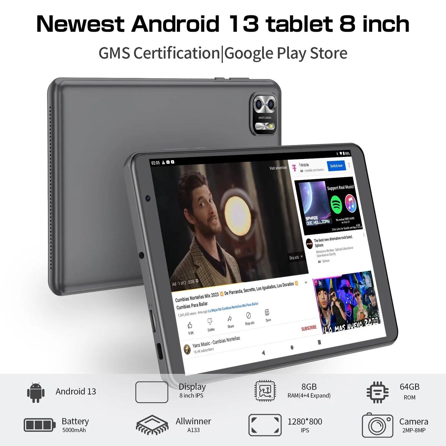 PRITOM 8 Inch Tablet Android 13 8GB