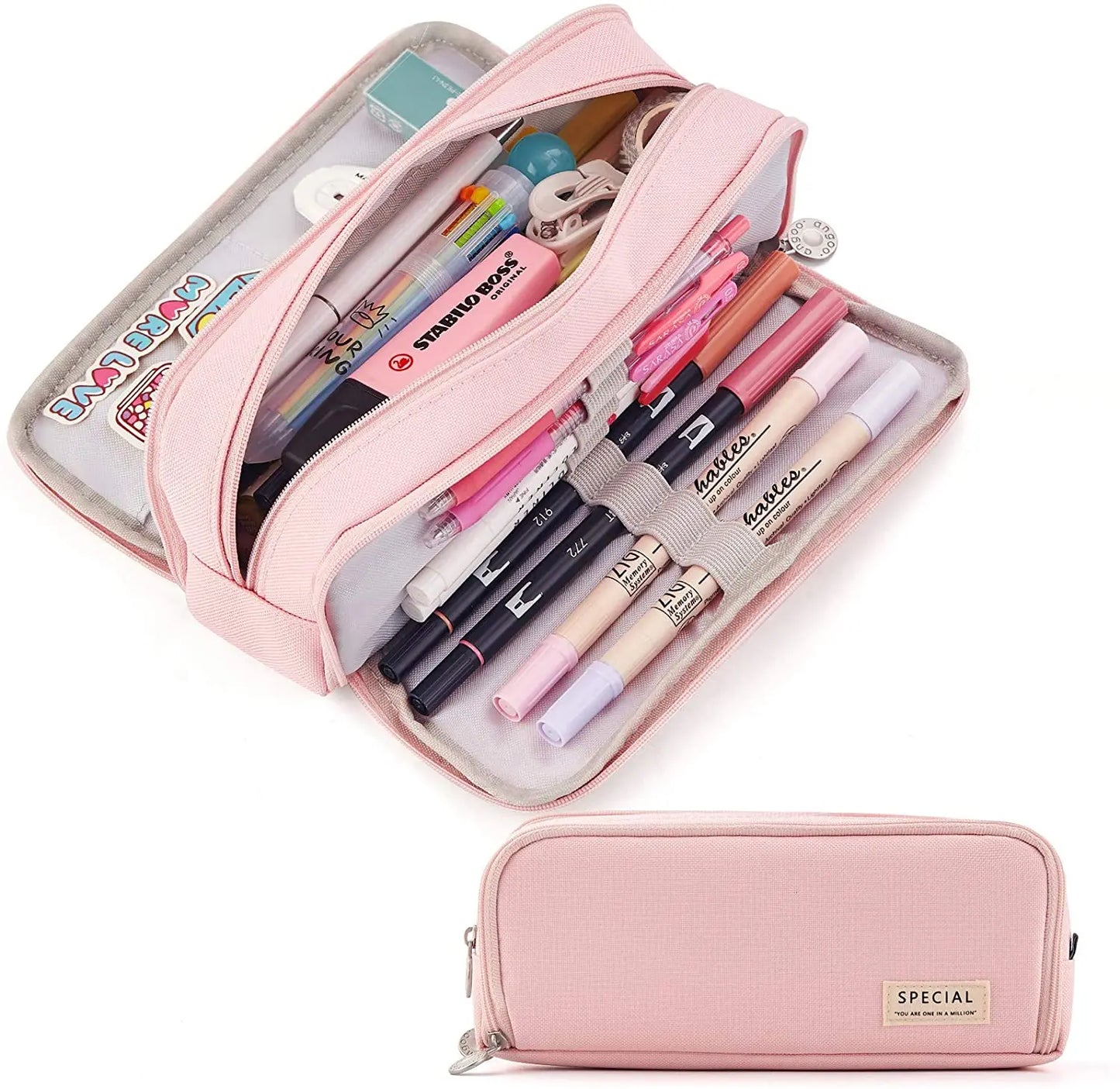 Large Capacity Pencil Case - 3 Compartment