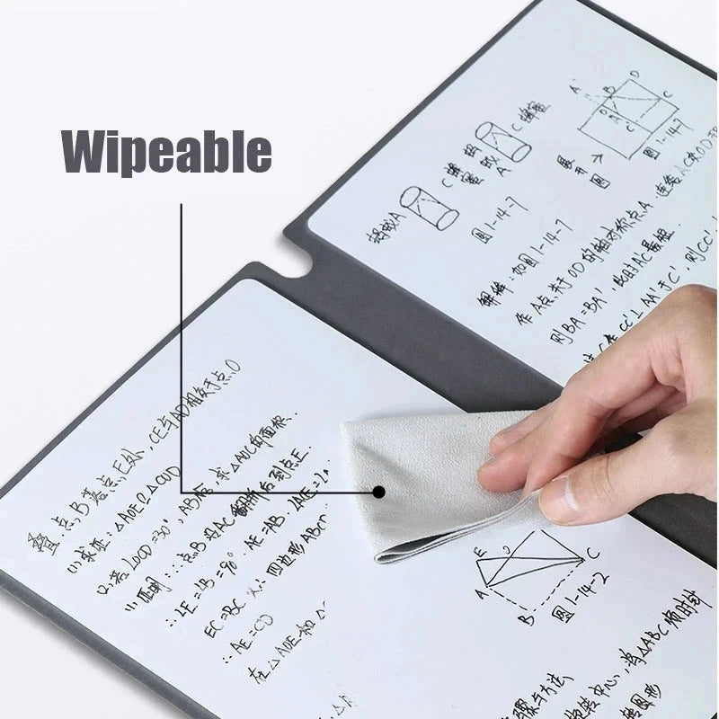 A5 Reusable Whiteboard Notebook Memo Book W Whiteboard Pen Erasing Cloth