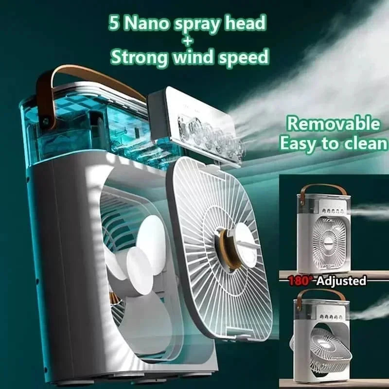 3 In 1 Fan: Air Conditioner, LED Night Light, Portable Humidifier