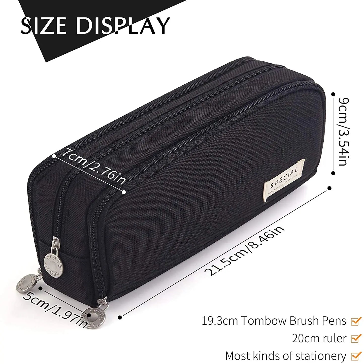 Large Capacity Pencil Case - 3 Compartment