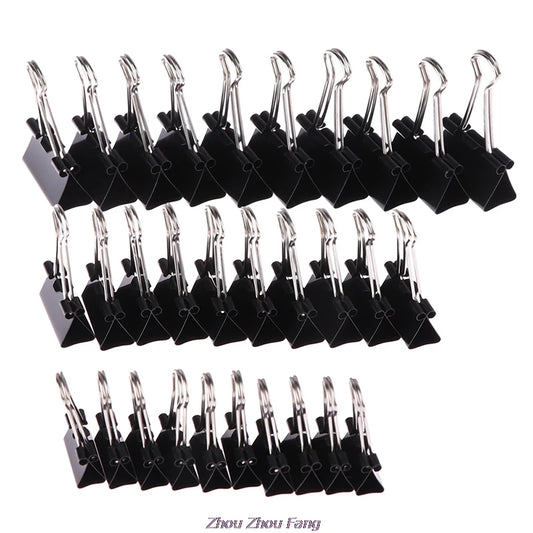 10pcs/lot Black Metal Binder Clips 19mm/ 25mm/ 32mm Notes Letter Paper Clip Office Supplies Binding Securing