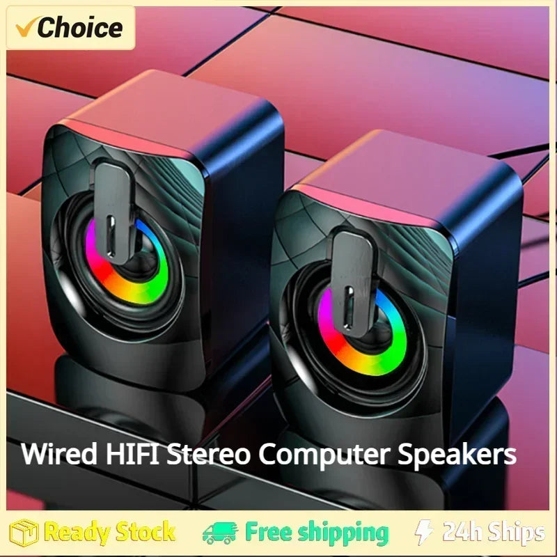 Computer Stereo Sound With Microphone 3.5mm AUX Home Office PC Speaker