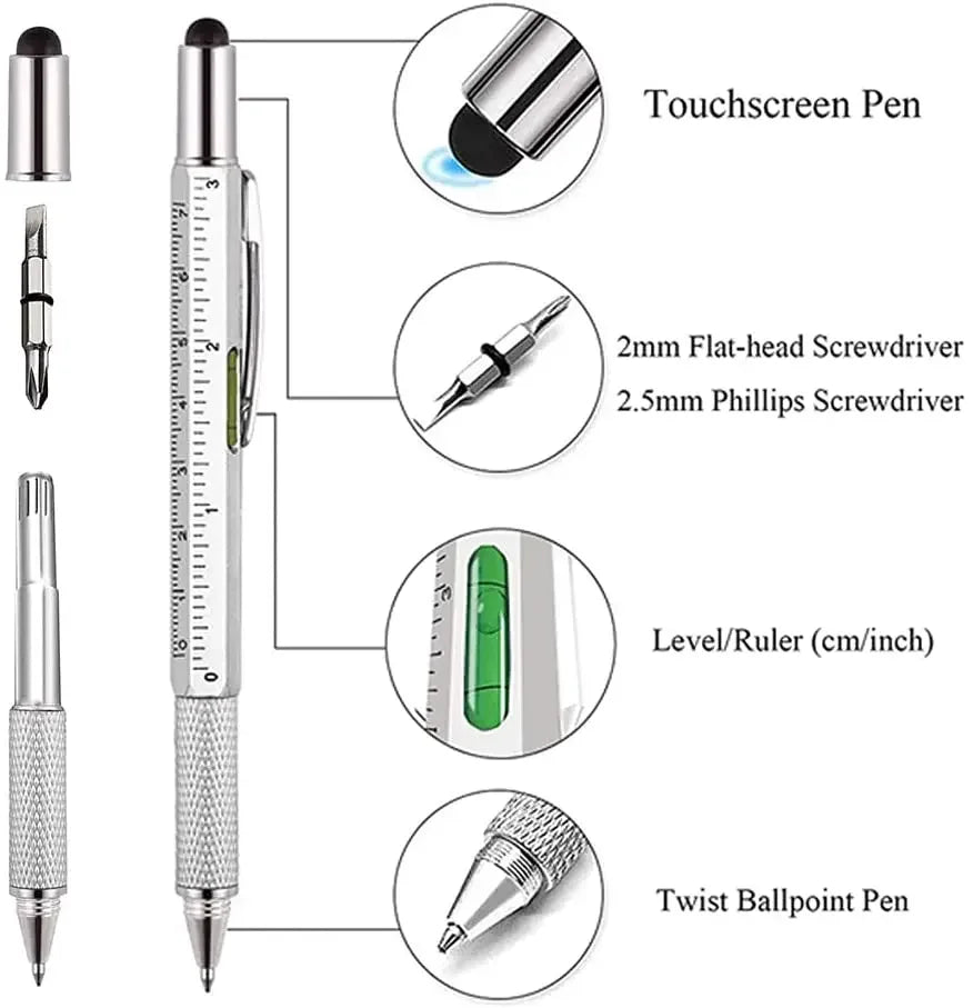 7 in 1 Multifunctional Pen Touch Screen Stylus Pen with Screwdriver Ruler Level