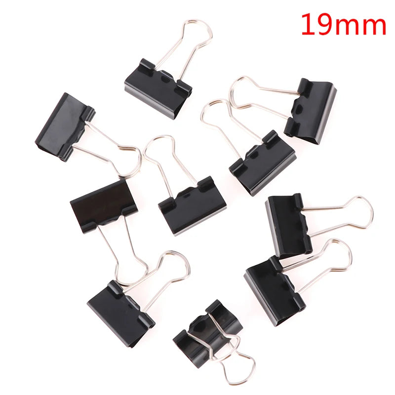 10pcs/lot Black Metal Binder Clips 19mm/ 25mm/ 32mm Notes Letter Paper Clip Office Supplies Binding Securing