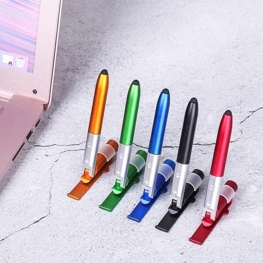 4 In 1 Multifunction Ballpoint Pen with LED Light Fold & Phone Holder