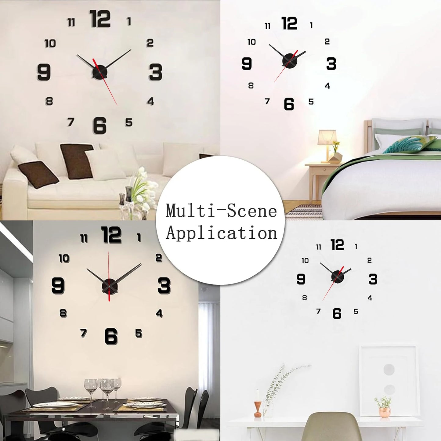 3D Creative Frameless DIY Wall Hanging Clock