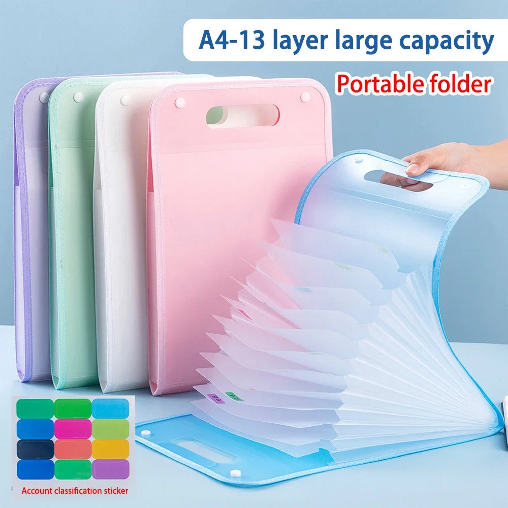 13 Pocket File Folders Portable A4 Letter Size Accordian Document Organizer