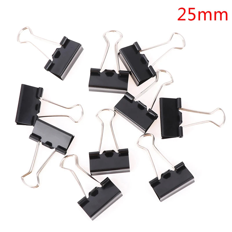 10pcs/lot Black Metal Binder Clips 19mm/ 25mm/ 32mm Notes Letter Paper Clip Office Supplies Binding Securing