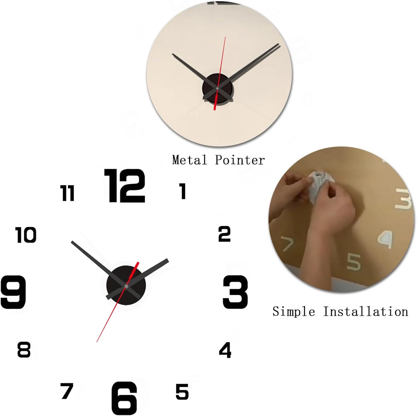 3D Creative Frameless DIY Wall Hanging Clock