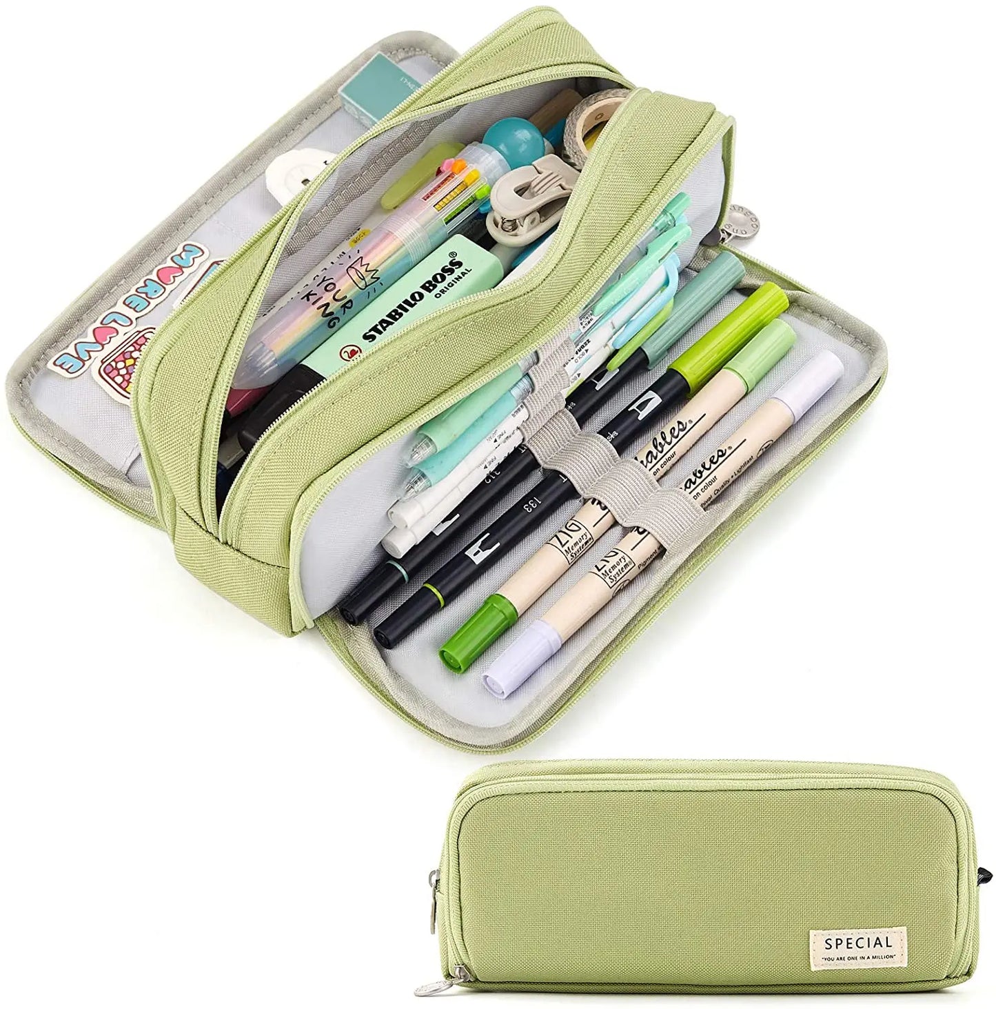 Large Capacity Pencil Case - 3 Compartment