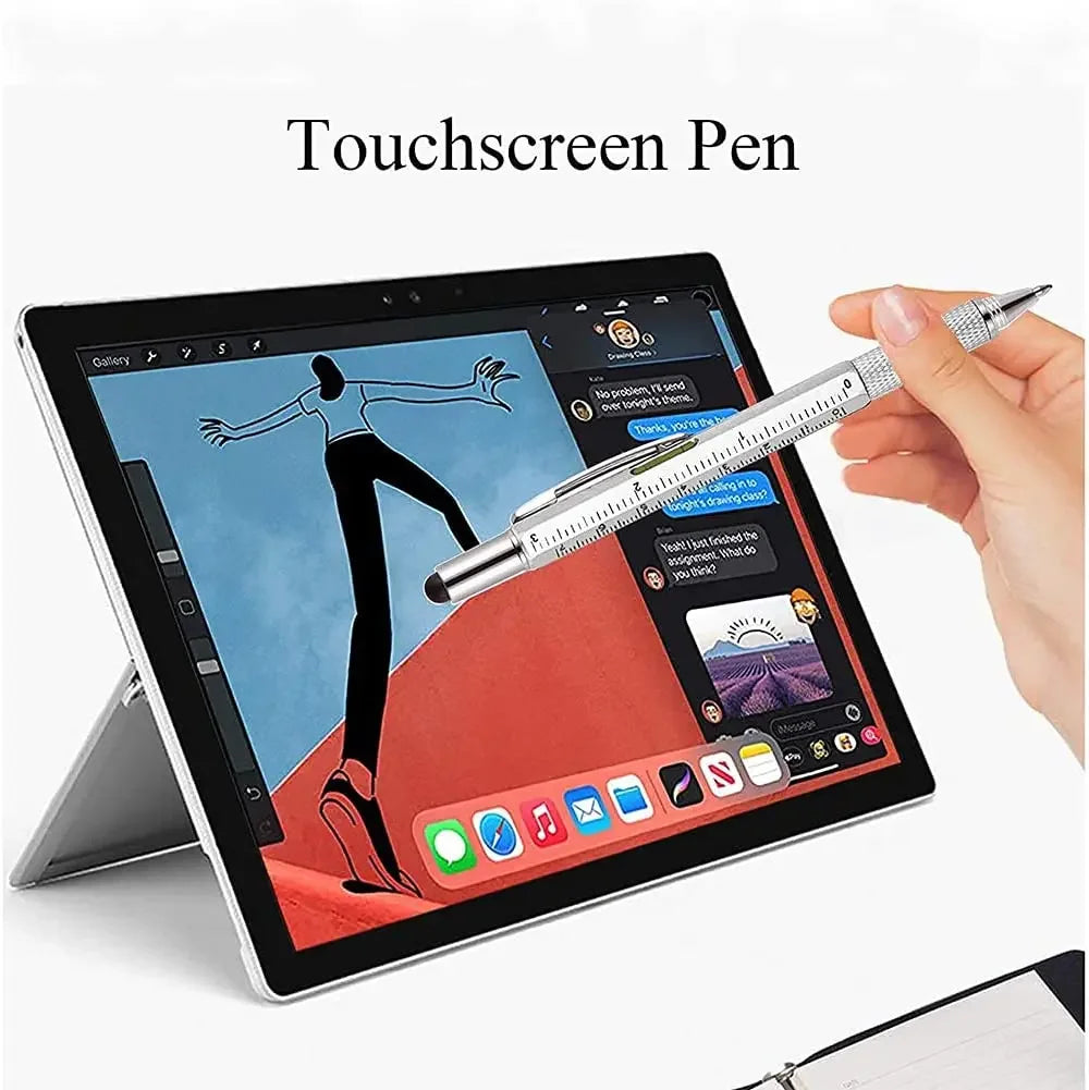 7 in 1 Multifunctional Pen Touch Screen Stylus Pen with Screwdriver Ruler Level