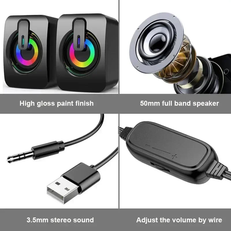 Computer Stereo Sound With Microphone 3.5mm AUX Home Office PC Speaker