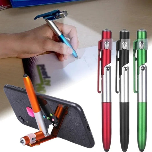 4 In 1 Multifunction Ballpoint Pen with LED Light Fold & Phone Holder