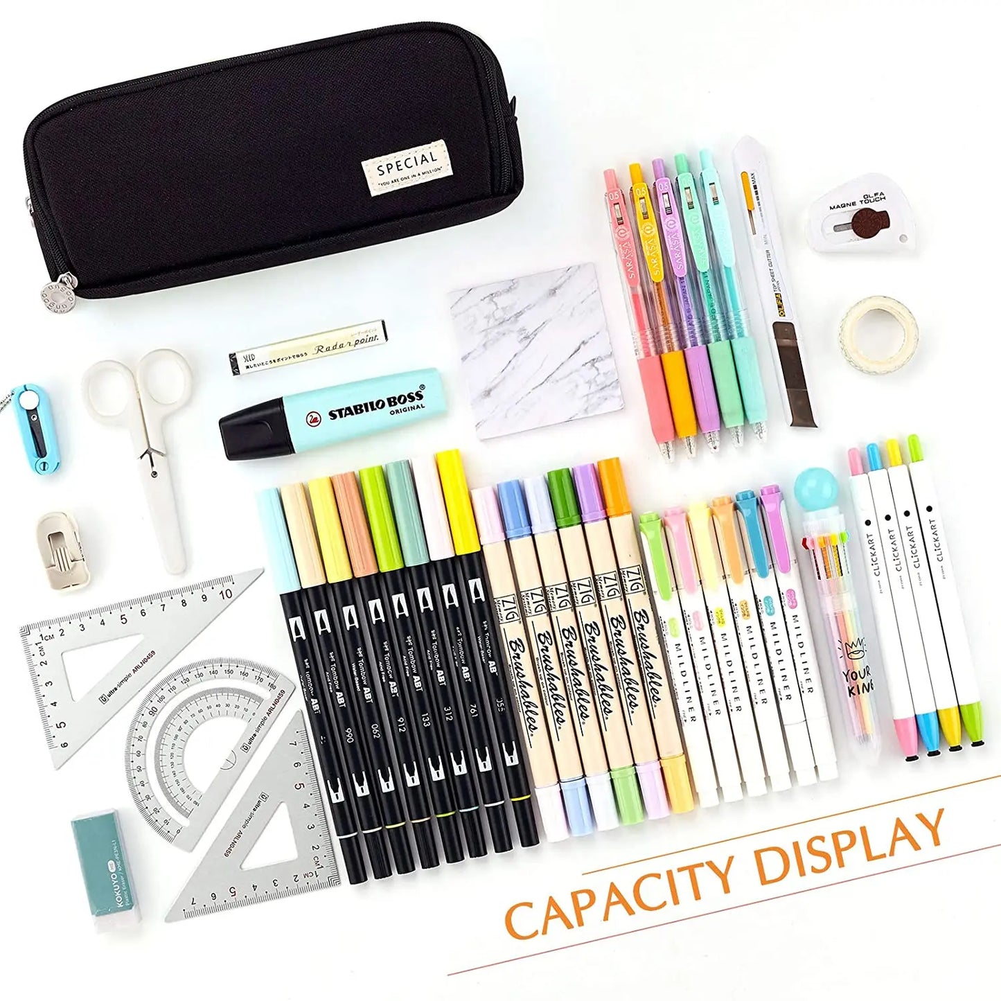 Large Capacity Pencil Case - 3 Compartment